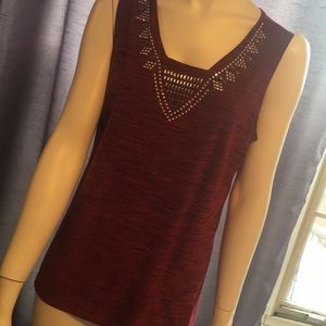 Red tank with metallic accent